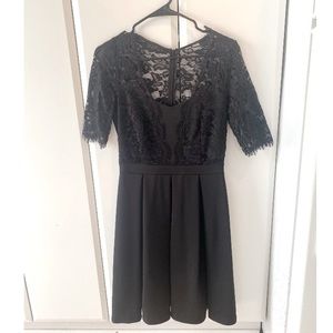 Lace Sleeved A-Line Cocktail Dress with Sweetheart Neckline